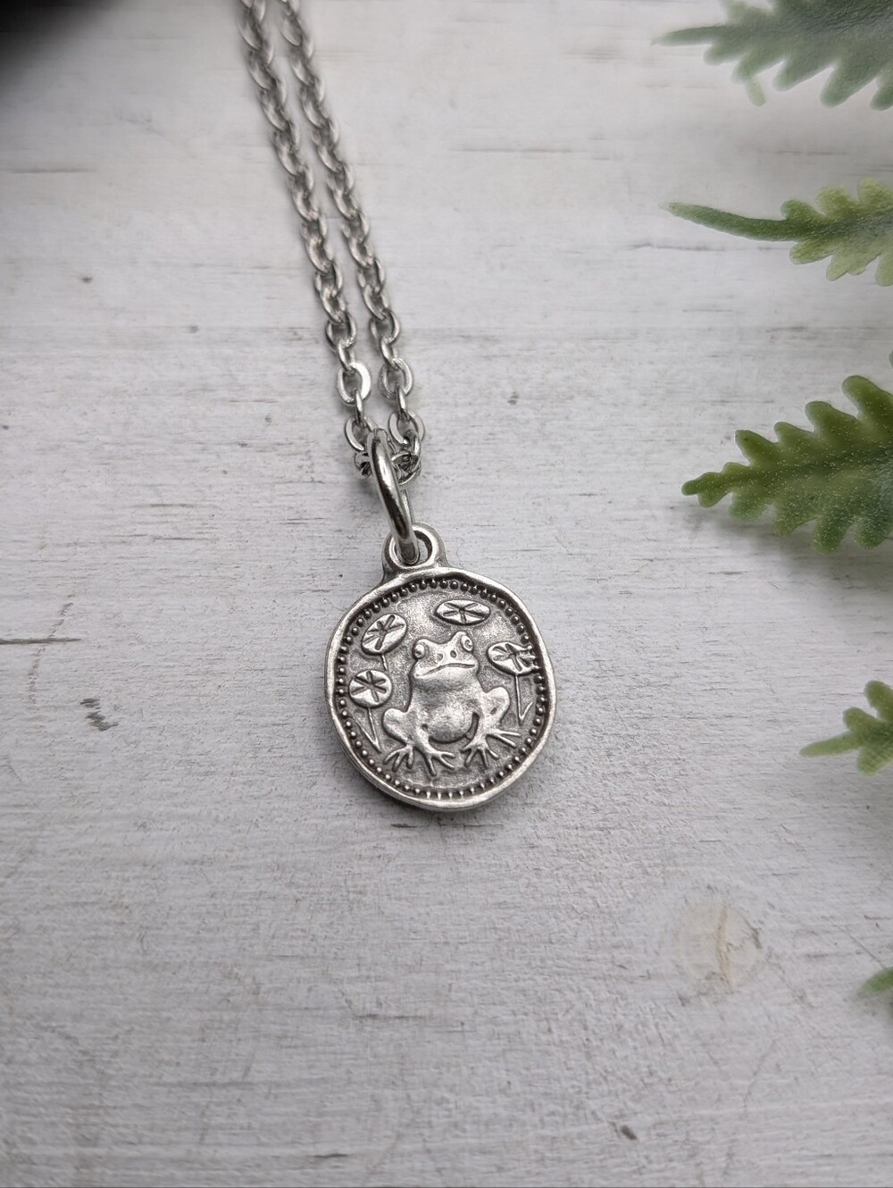 Dainty Frog Coin Pendant Necklace